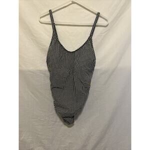 Kona Sol Women's Black & White Checkered One-Piece Bathing Suit Size L 12-14 NWT